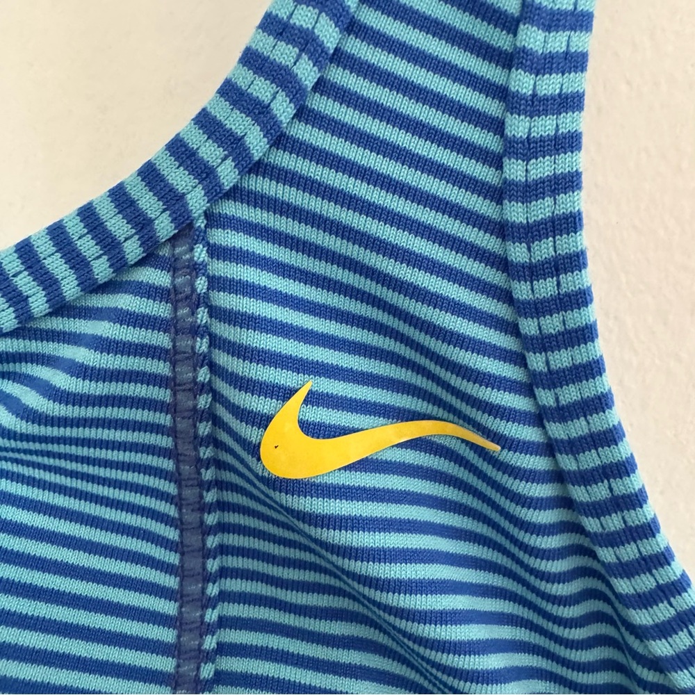 Nike Striped Racerback Sports Tank - Blue Stripes Size Small - Picture 3 of 8